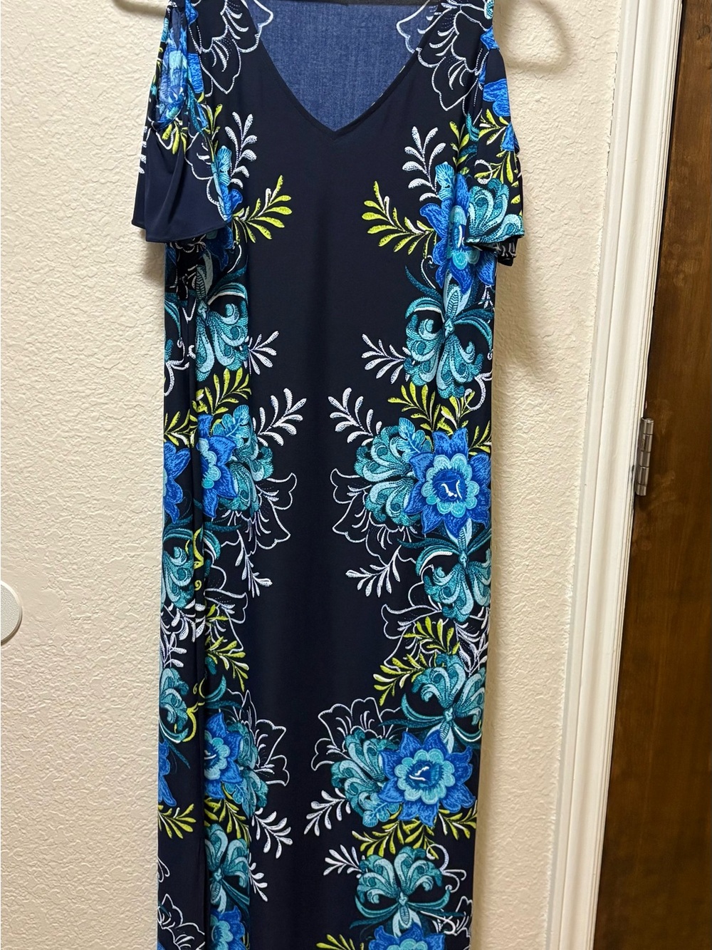 MSK Navy Maxi Dress with Blue Floral Print
